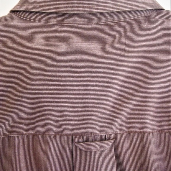 Mens Saddlebred Brown Pin Striped Button Down 2XLT - Picture 5 of 8
